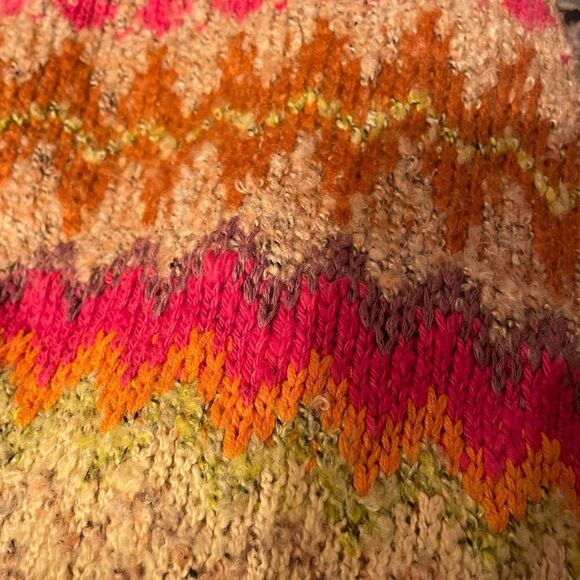 New Free people Forever Fair isle sweater in strawberry combo knit size S - Picture 9 of 11